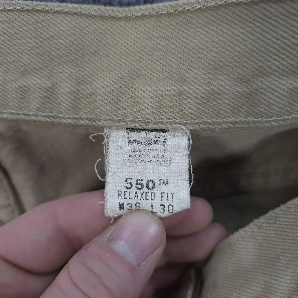 Vintage Levis Jeans Mens 36x30 Beige Denim‎ 550 Relaxed Tapered Made USA 90s